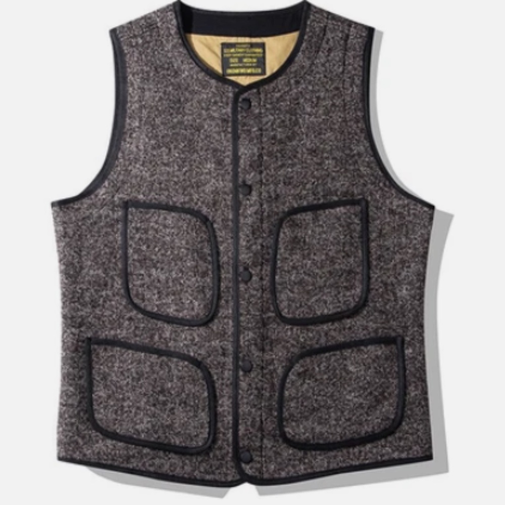 Vintage Brown's Beach Jacket Thick Wool Vest Round Neck Waistcoats